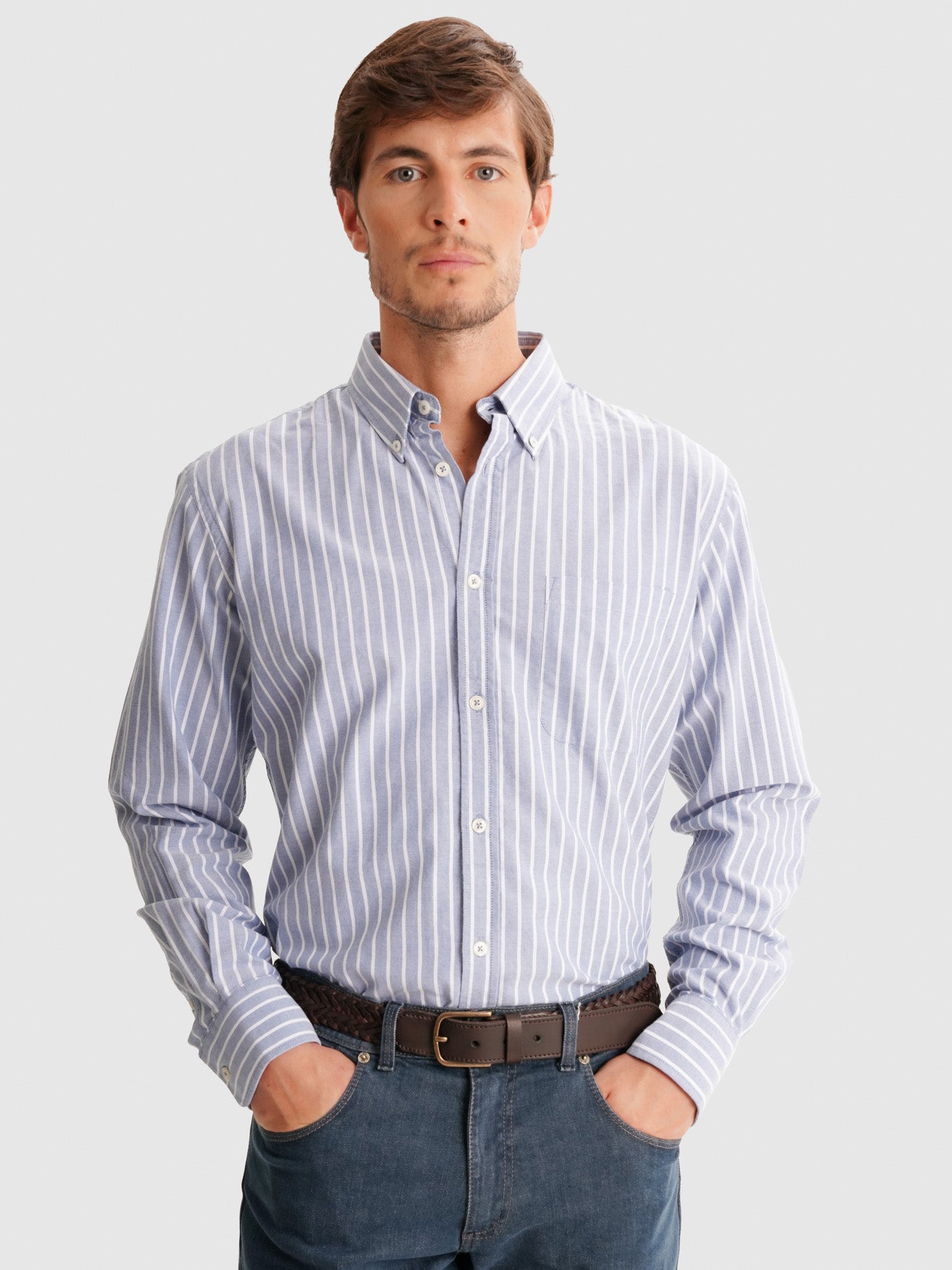 BLUE REGULAR FIT MR SHIRT. BLUE