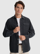 SOBRECAMISA DE ALGODÓN AZUL MANGA LARGA REGULAR FIT MARK BELLUCCI