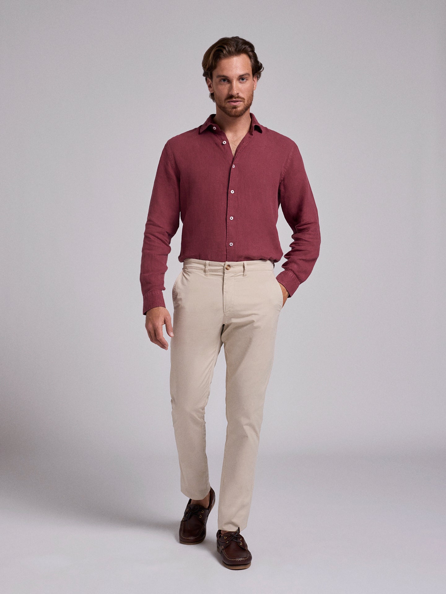 Calça Algodão Beges Regular Fit Mr. Blue