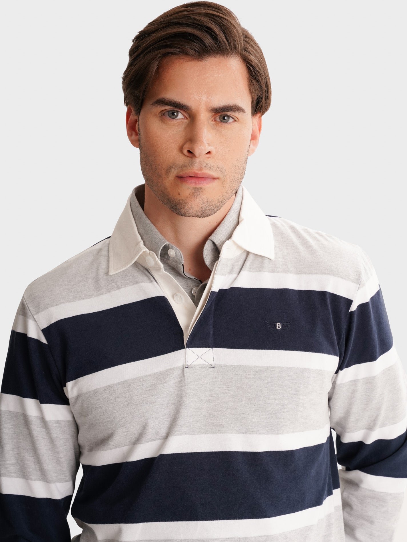 GRAY RUGBY LONG SLEEVE REGULAR FIT MR. BLUE