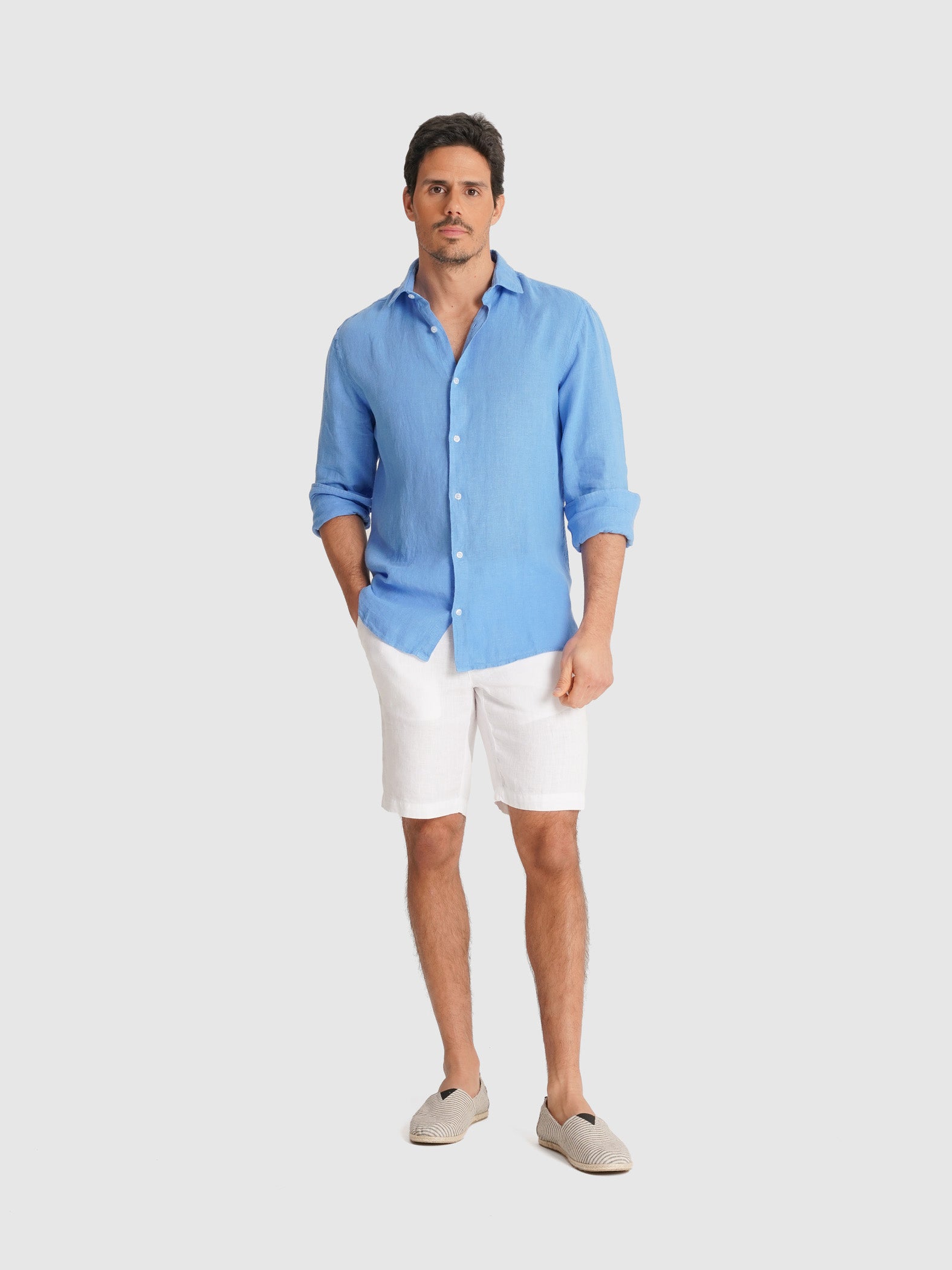 CAMISA AZUL MANGA COMPRIDA TAILORED FIT MARK BELLUCCI