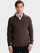 JERSEY FINO MARRÓN CON CODERAS MR REGULAR FIT. AZUL