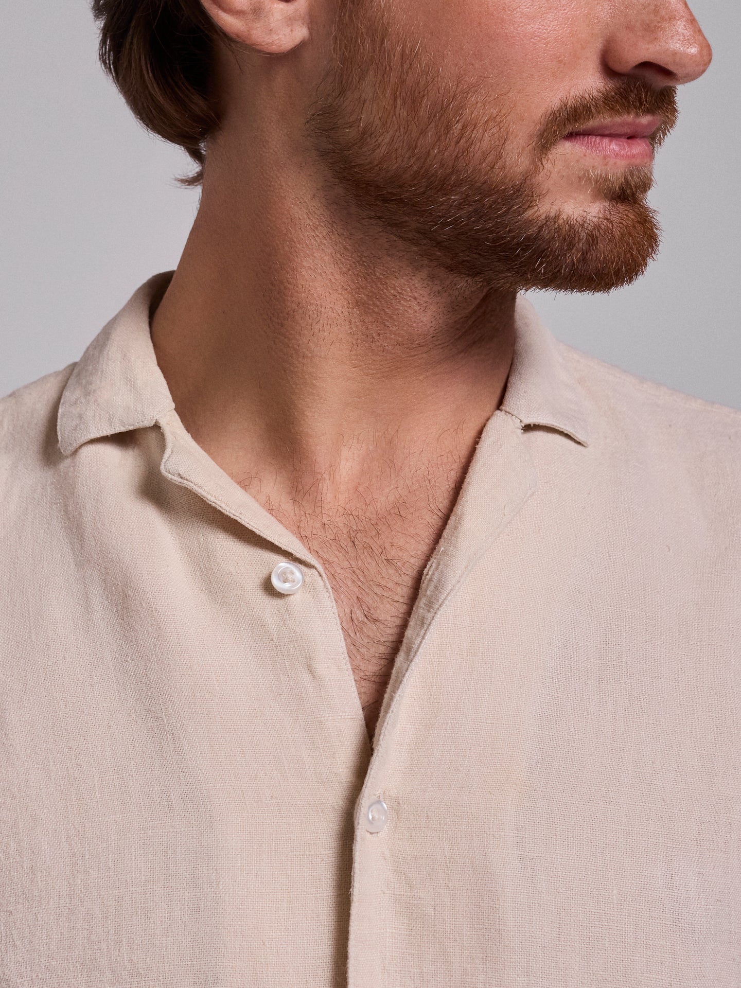 CAMISA LINHO BEGE MANGA CURTA REGULAR FIT MARK BELLUCCI