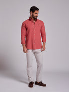 CAMISA ALGODÃO ROSA MANGA COMPRIDA REGULAR FIT MR. BLUE