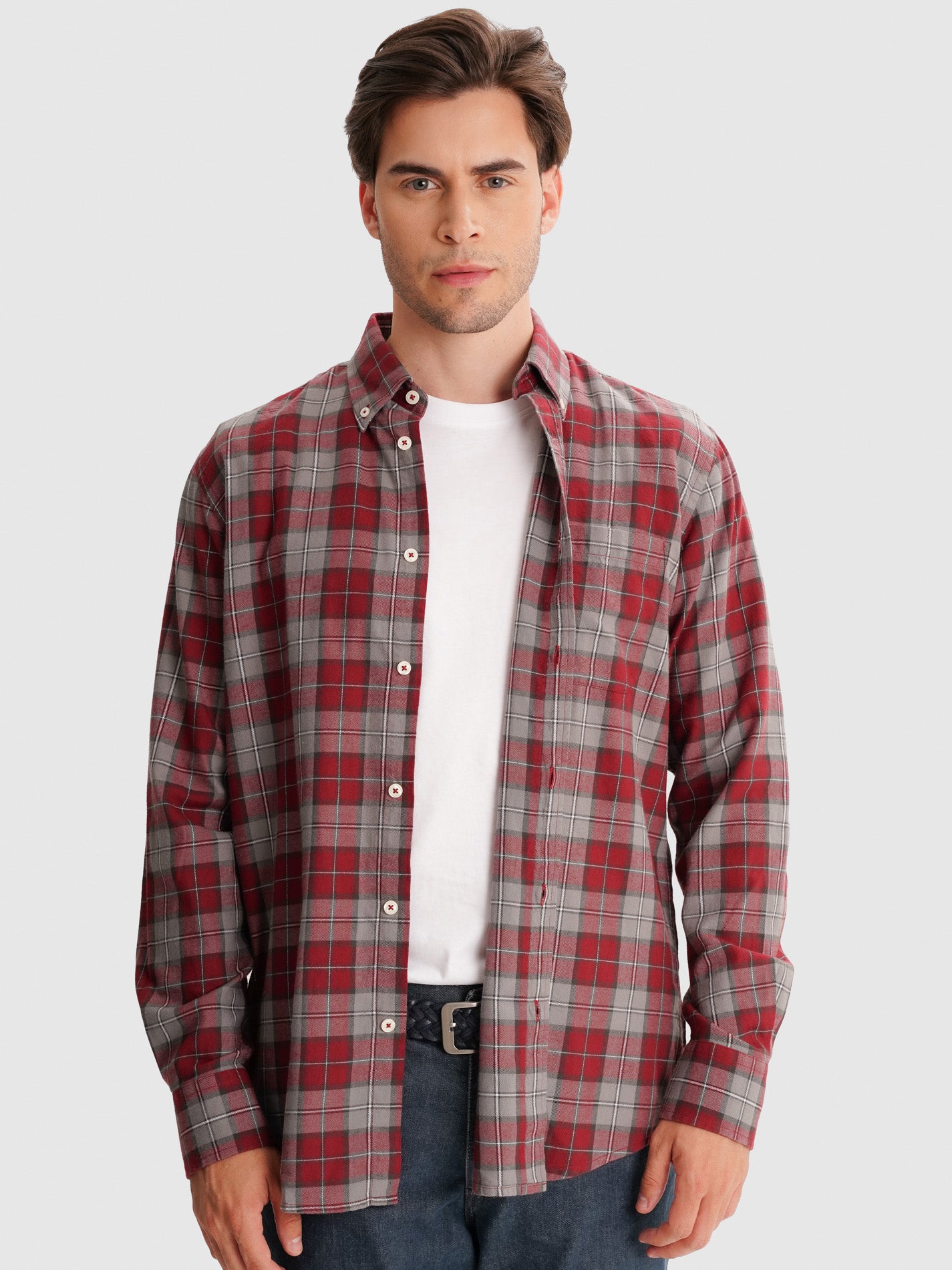 RED REGULAR FLANNEL FLANNEL SHIRT REGULAR FIT MR. BLUE