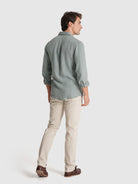 GREEN LINEN SHIRT LONG SLEEVE TAILORED FIT MARK BELLUCCI