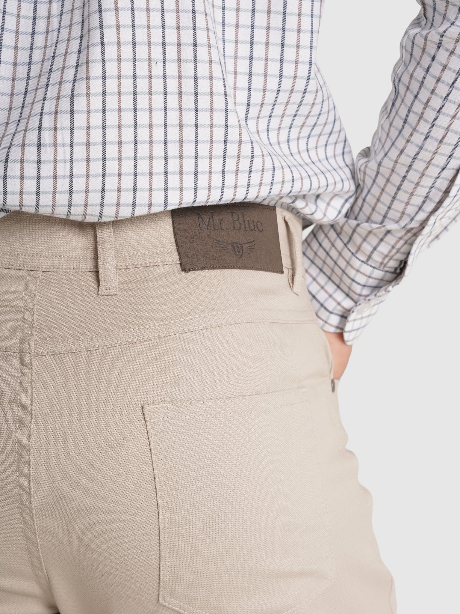 Calça Algodão Beges Regular Fit Mr. Blue