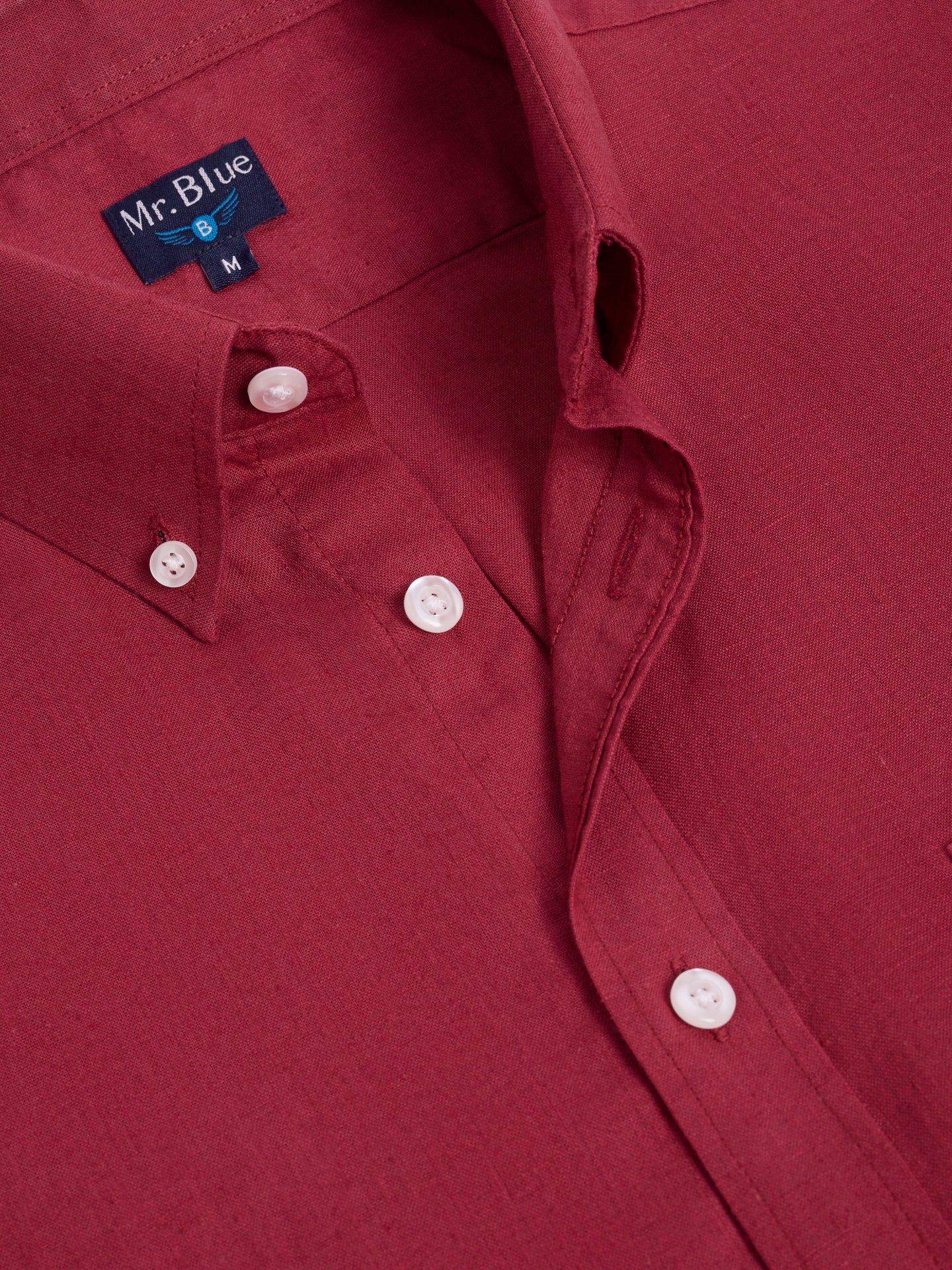 Camisa Linho Bordeaux Manga Comprida Regular Fit Mr. Blue