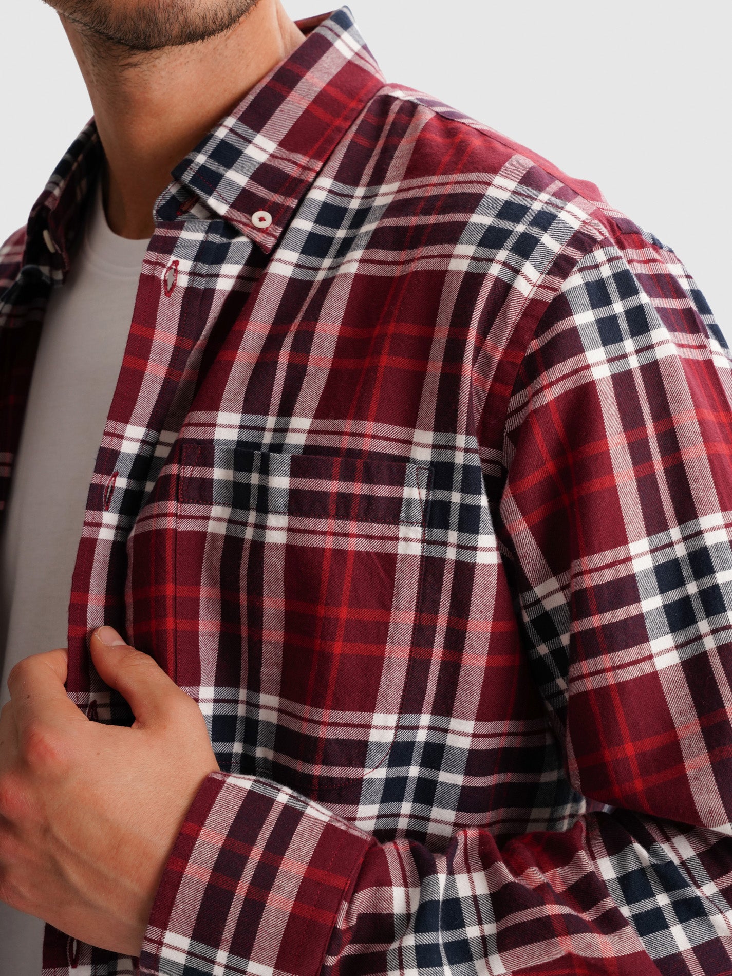 CAMISA FRANELA REGULAR ROJA CAMISA FRANELA REGULAR FIT MR. AZUL