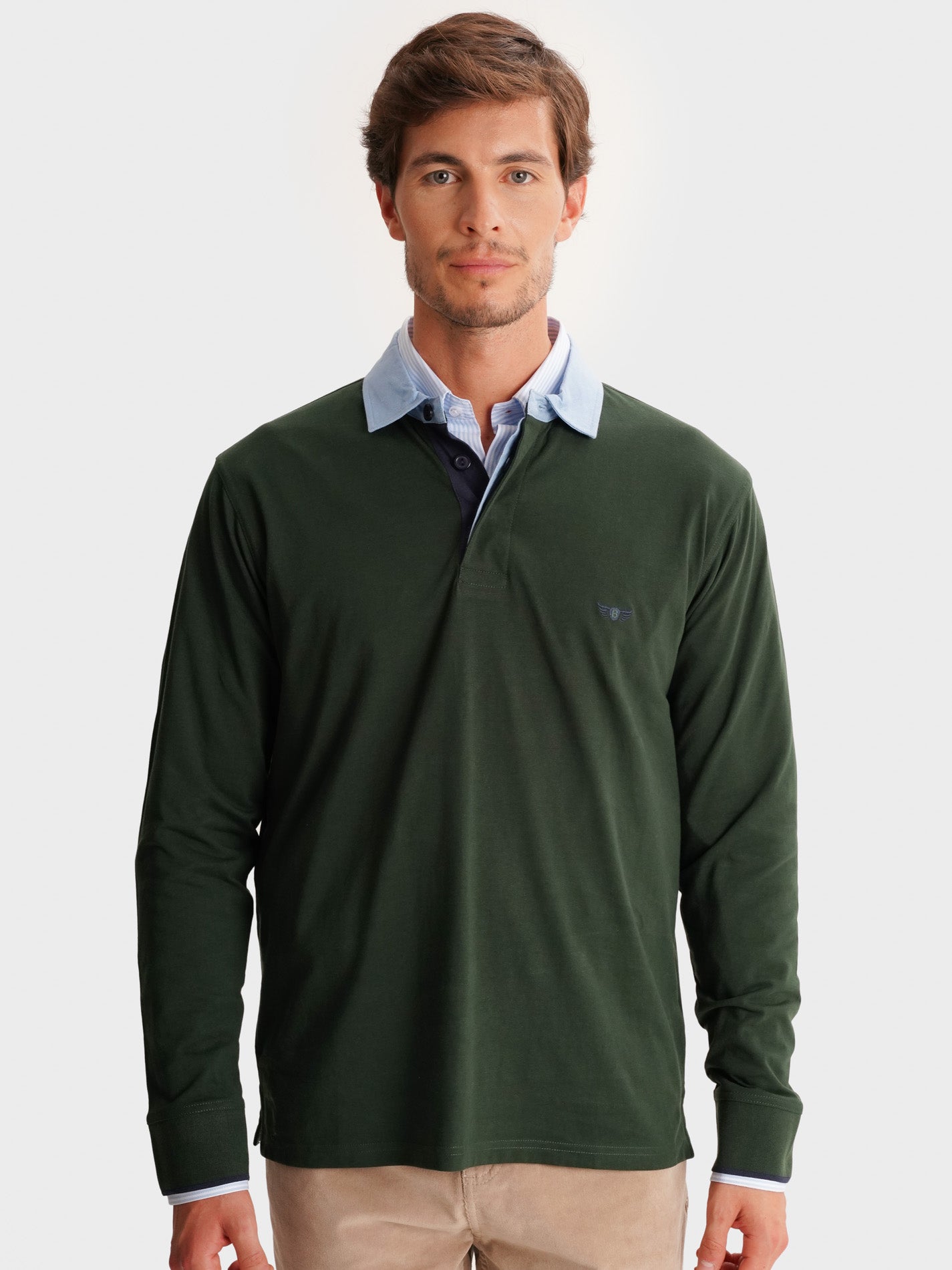 RUGBY ALGODÓN VERDE MANGA LARGA REGULAR FIT MR. AZUL
