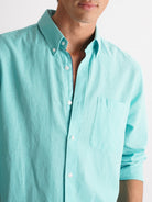 Camisa Regular Fit Linho Azul Mr. Blue