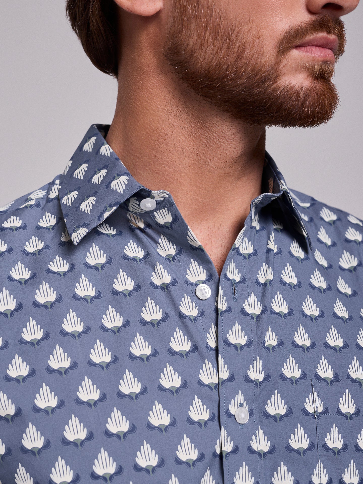 Camisa Algodão Azul Manga Curta Regular Fit Mr. Blue