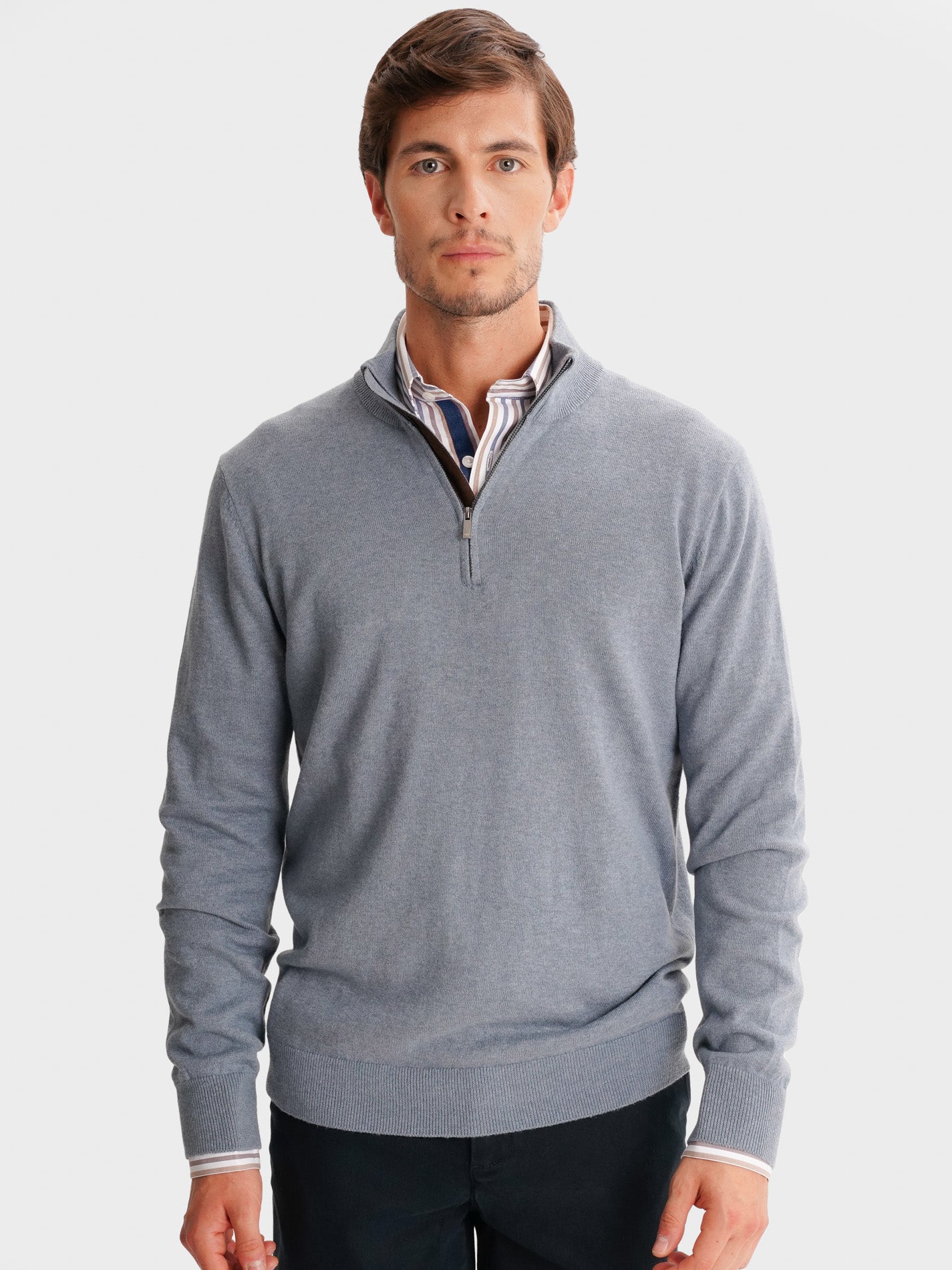 PULLOVER FINO AZUL MANGA COMPRIDA REGULAR FIT MR. BLUE