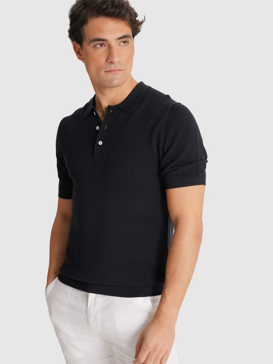 POLO REGULAR FIT MANGA CORTA AZUL MARK BELLUCCI