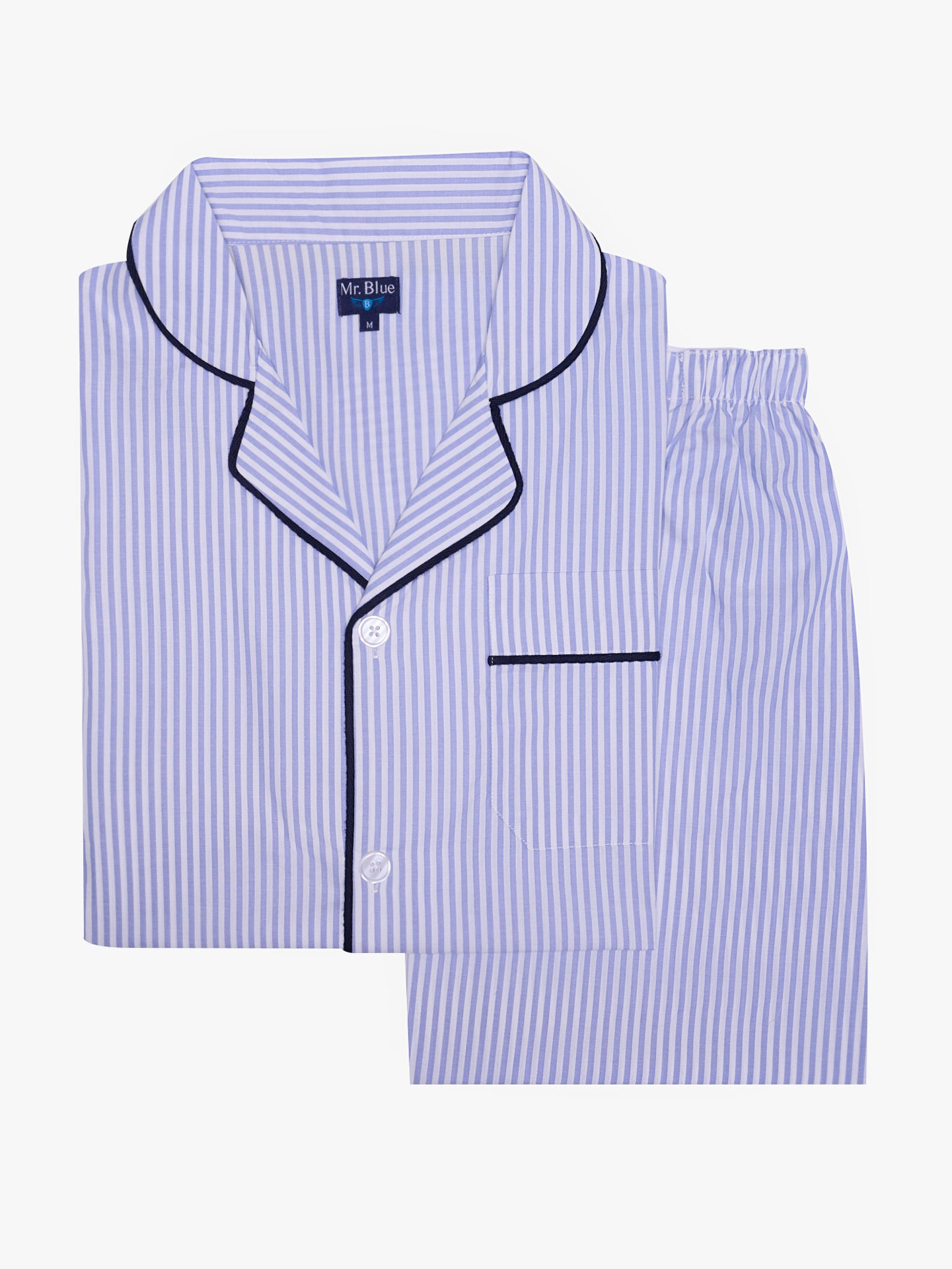 PIJAMA ALGODÓN AZUL MANGA CORTA REGULAR FIT MR. AZUL