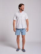 CAMISA LINO BLANCA MANGA CORTA REGULAR FIT MR. AZUL