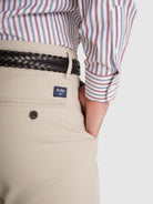 Calça Algodão Beges Slim Fit Mr. Blue