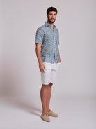 CAMISA LINO VERDE MANGA CORTA REGULAR FIT MR. AZUL