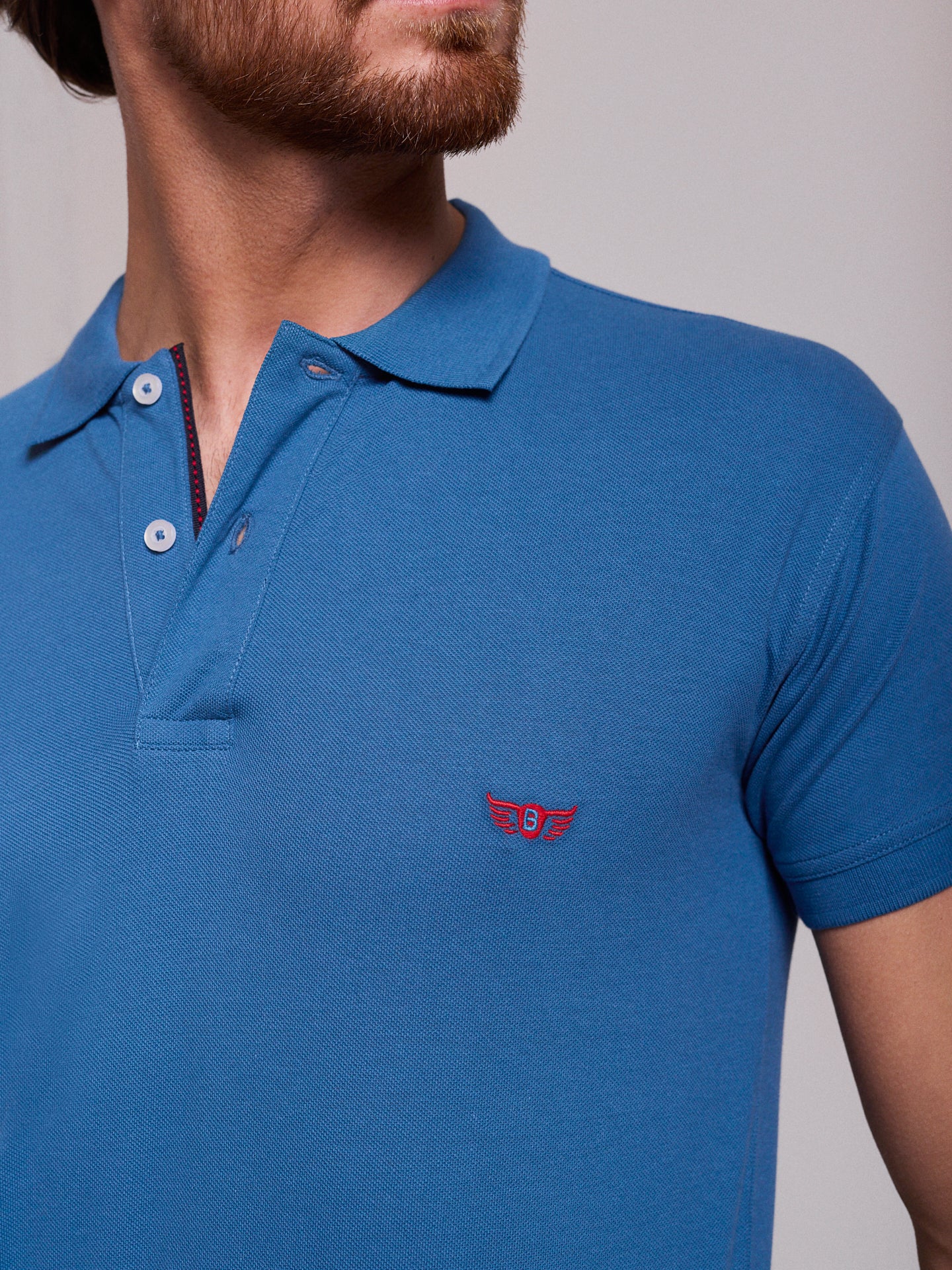 Polo Azul Manga Curta Regular Fit Mr. Blue