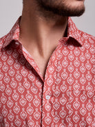 CAMISA LINHO VERMELHA MANGA CURTA REGULAR FIT MR. BLUE