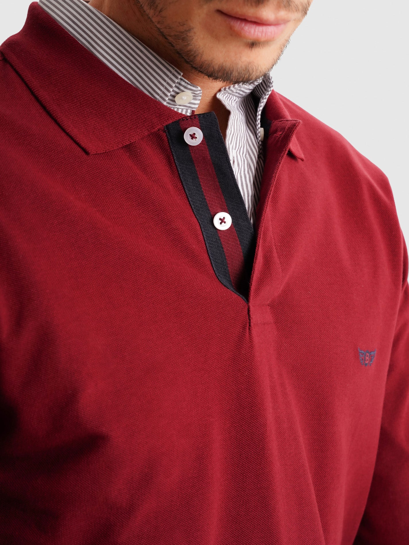 BORDEAUX POLO LONG SLEEVE REGULAR FIT MR. BLUE