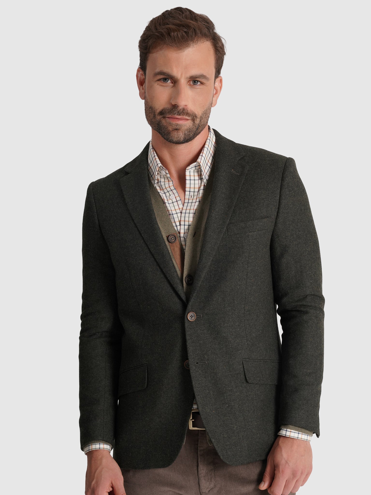 AMERICANA LANA VERDE MANGA LARGA REGULAR FIT MR. AZUL