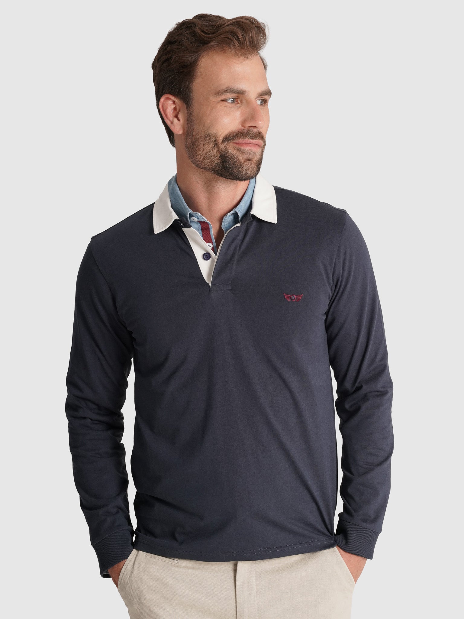 RUGBY ALGODÓN AZUL MANGA LARGA REGULAR FIT MR. AZUL