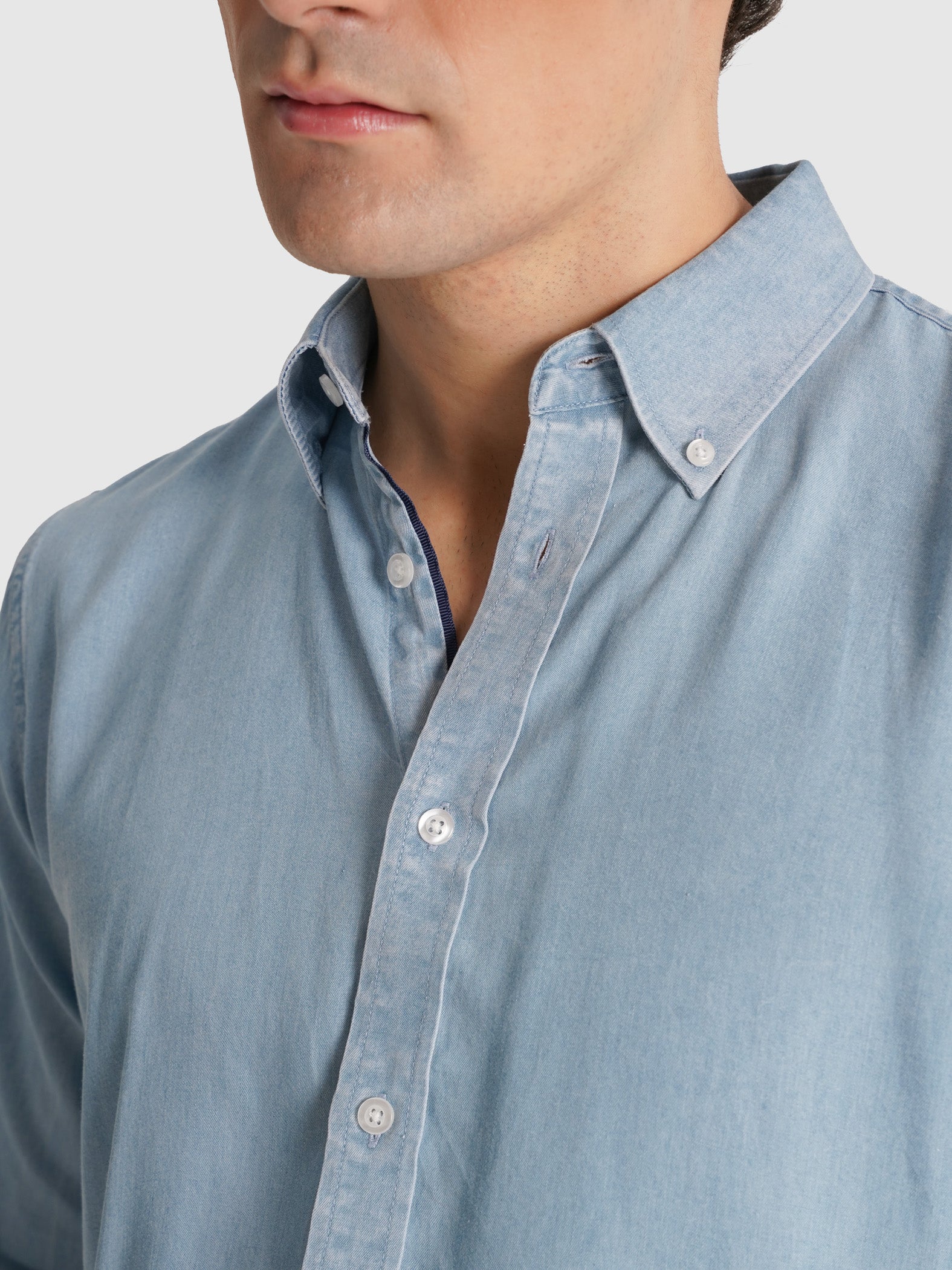 CAMISA GANGA AZUL MANGA COMPRIDA REGULAR FIT MR. BLUE