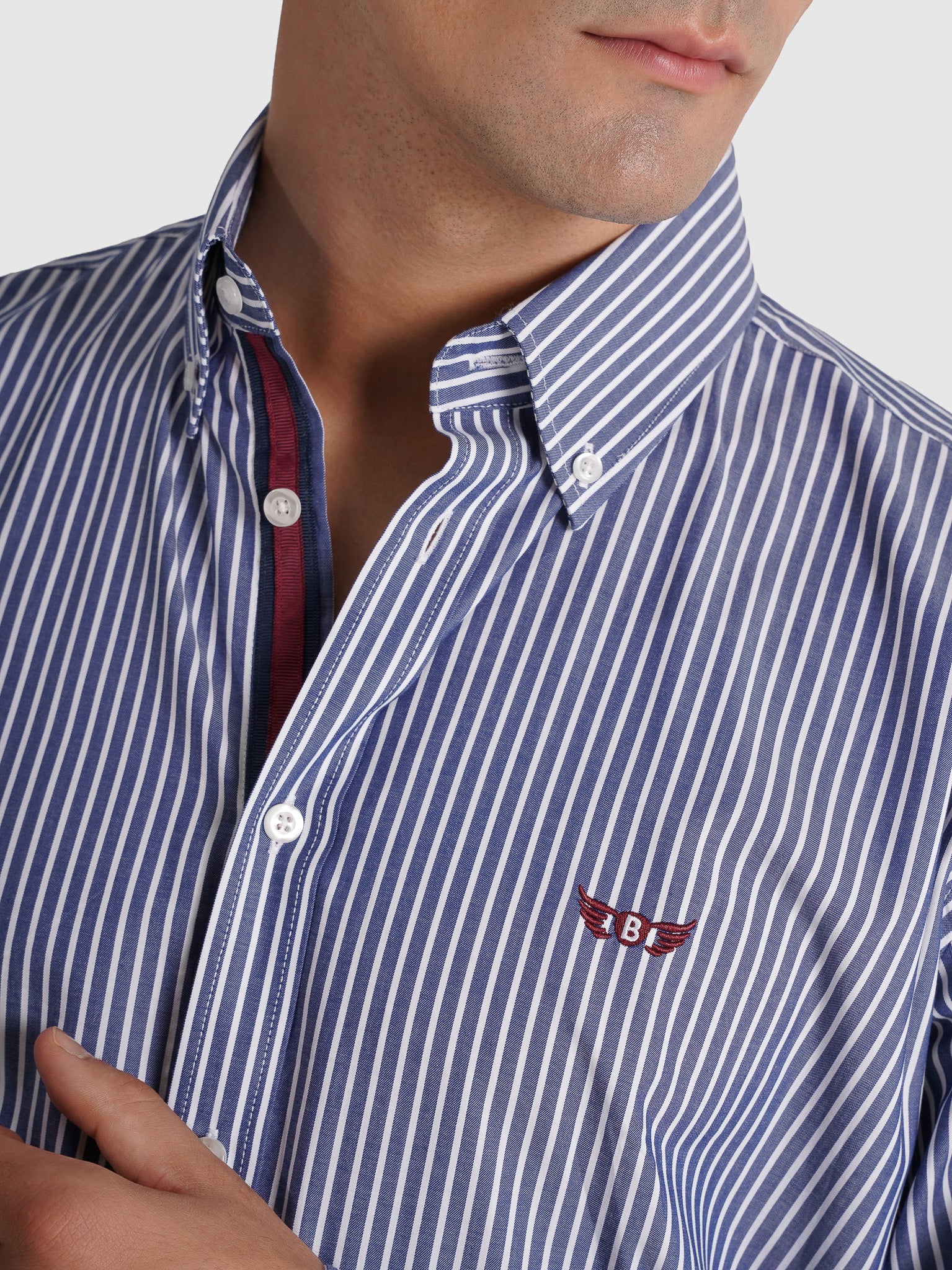 CAMISA TWILL REGULAR FIT AZUL ÀS RISCAS MR. BLUE