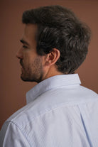 CAMISA PIQUET REGULAR FIT AZUL ÀS RISCAS MARK BELLUCCI