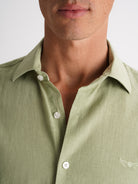 Camisa Slim Fit Linho Verde Mr. Blue